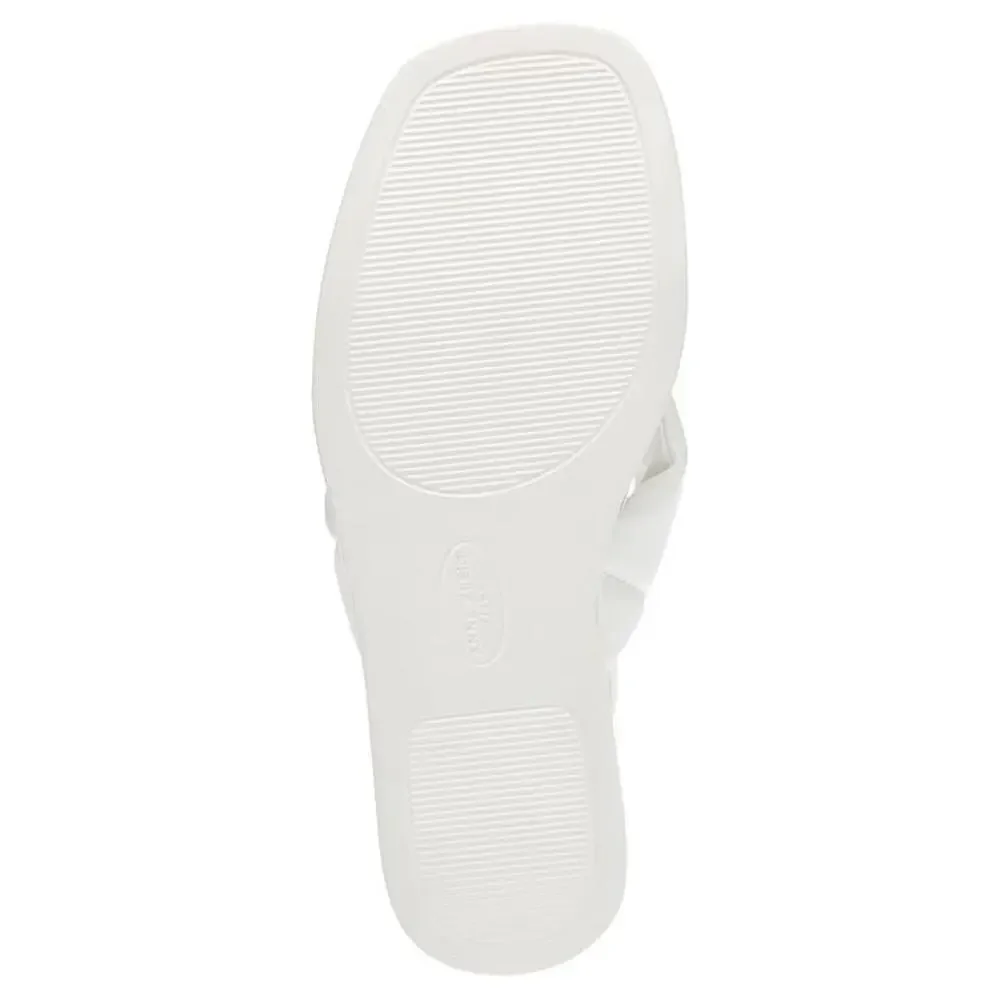 Anne Klein Air Sandals Womens 8.5 White Faux Leather Square Toe Slingback NCZ247